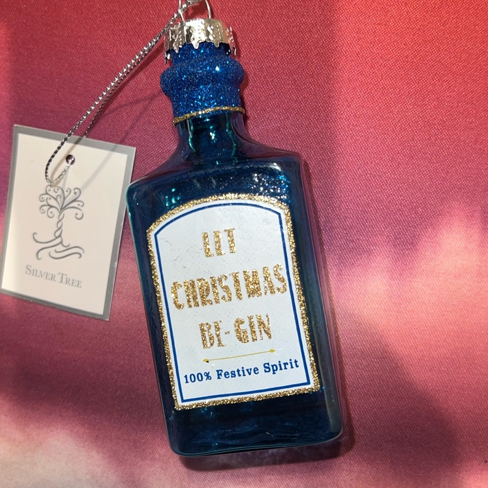 Let Christmas Be-Gin Blue Glass Ornament